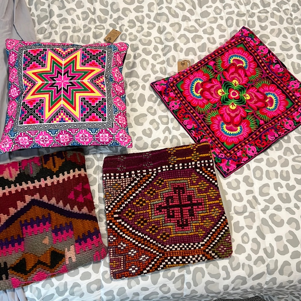 Colorful bright eclectic maximalist handmade pillow covers 💜